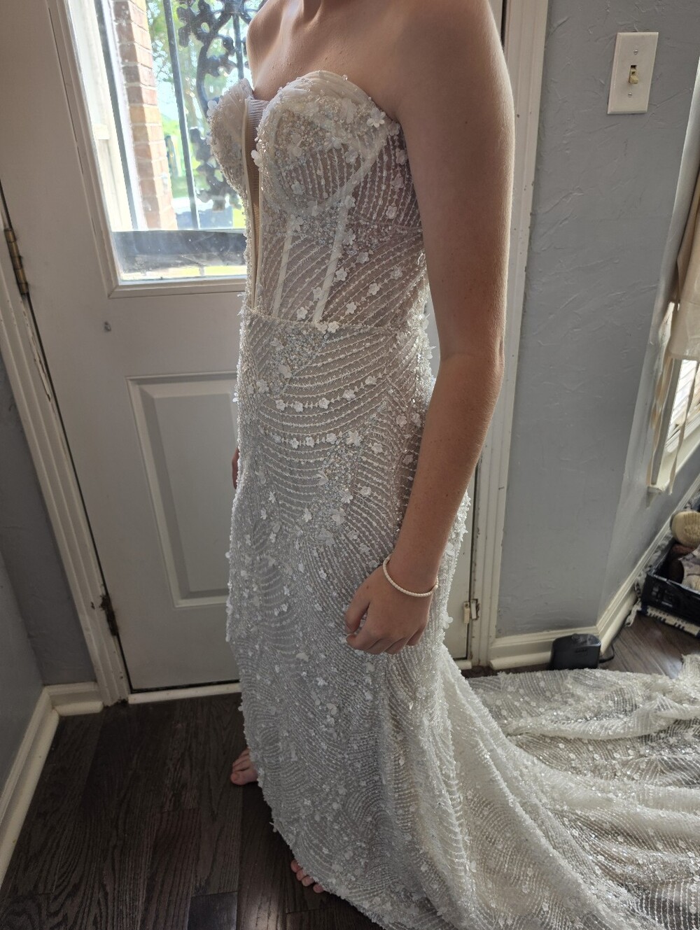 Colby John Strapless White Beaded Wedding Dress